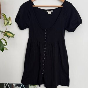 Kensie Cotton and Silk Sleeve Button-Front Dress